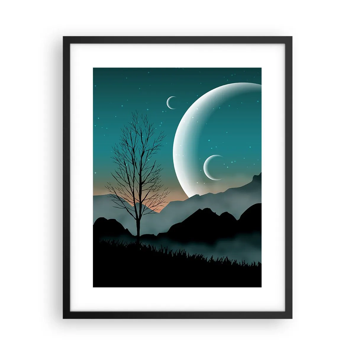 Affiche dans un cadre noir - Poster - Carnaval de la nuit étoilée - 40x50 cm