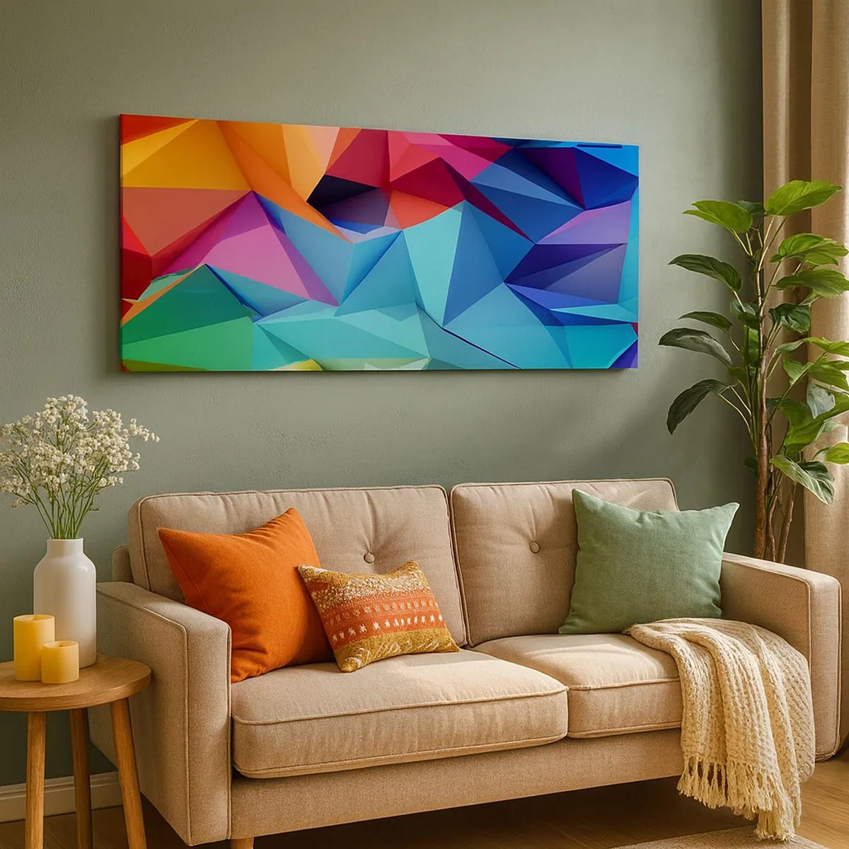 Impression sur toile - Image sur toile - Origami arc-en-ciel - 100x40 cm