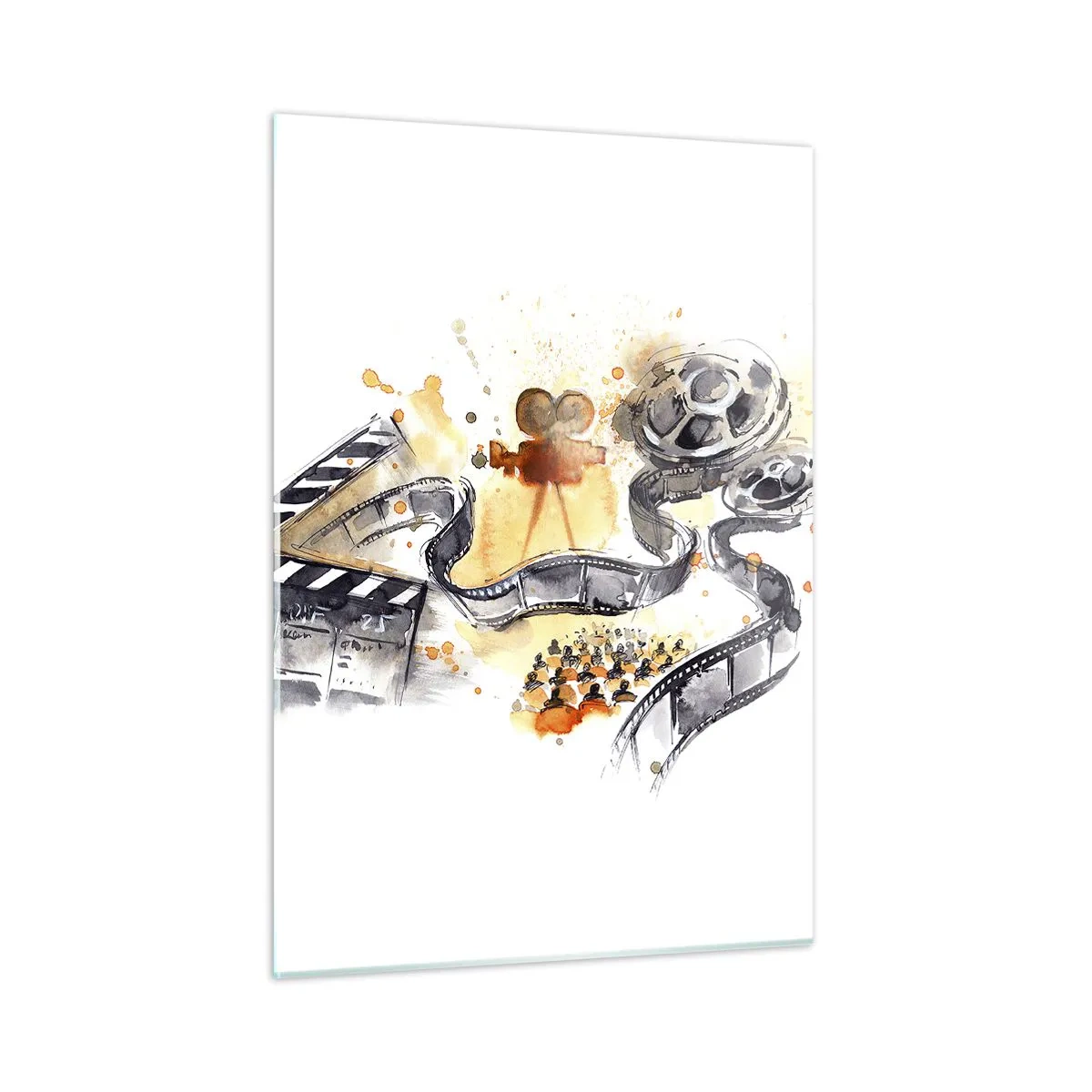 Impression sur verre - Image sur verre - Bande de film et appareil photo dans une composition artistique - 50x70cm - Au pays des rêves - Décoration murale moderne pour le salon et la chambre ARTTOR