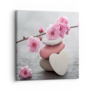 Impression sur toile - Image sur toile - Le bonheur avec une fleur de cerisier - 30x30 cm