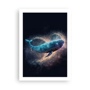 Affiche - Poster - Une baleine spatiale entourée d'une nébuleuse d'étoiles sur fond noir. - 50x70cm - Un tel monde existe… - Décoration murale moderne pour le salon et la chambre ARTTOR