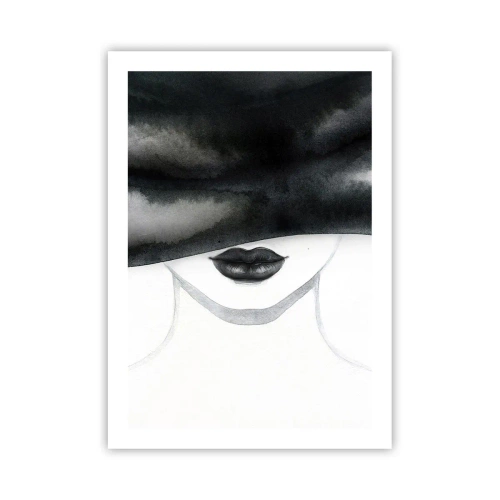 Affiche - Poster - Portrait en noir et blanc d'une femme aux yeux bandés - 50x70cm - Un mystère sensuel - Décoration murale moderne pour le salon et la chambre ARTTOR