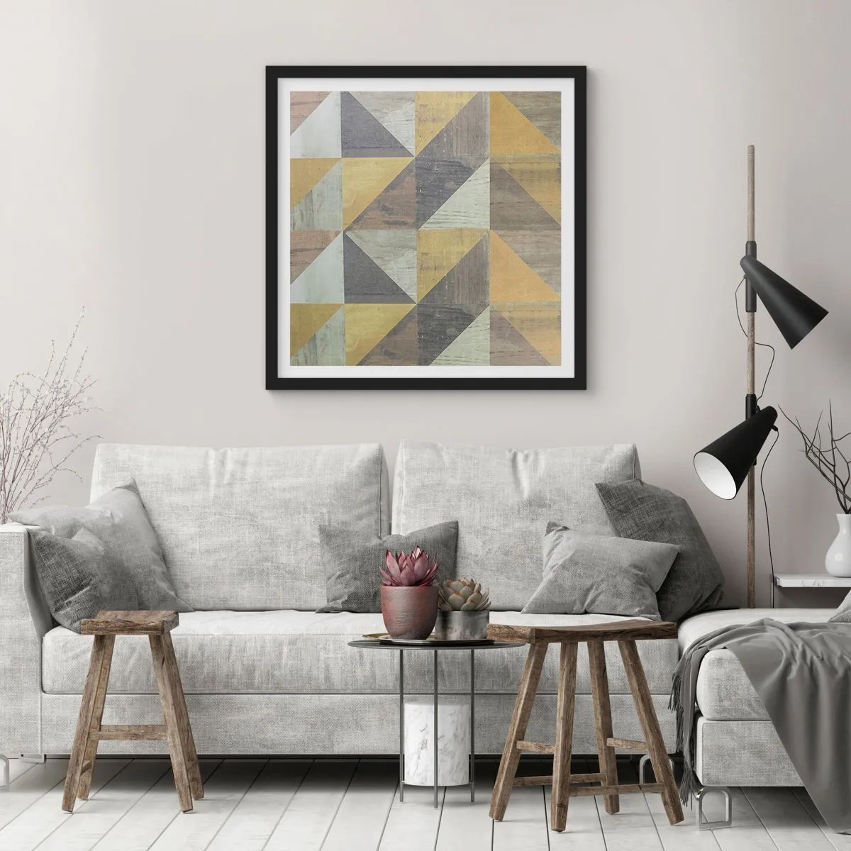 Affiche dans un cadre noir - Poster - Suivant l'angle du triangle - 30x30 cm