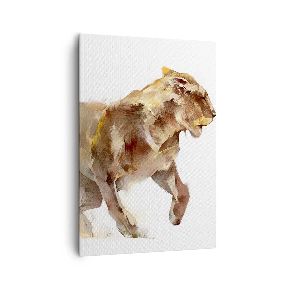 Impression sur toile - Image sur toile - Une lionne qui court dans une interprétation artistique - 70x100cm - Grâce sauvage - Décoration murale moderne pour le salon et la chambre ARTTOR