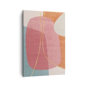 Impression sur toile - Image sur toile - Formes abstraites aux couleurs pastel avec des lignes délicates - 50x70cm - Composition pastel au fil d'or - Décoration murale moderne pour le salon et la chambre ARTTOR