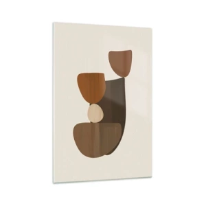 Impression sur verre - Image sur verre - Composition abstraite dans les tons marron et beige - 70x100cm - Composition de marrons - Décoration murale moderne pour le salon et la chambre ARTTOR