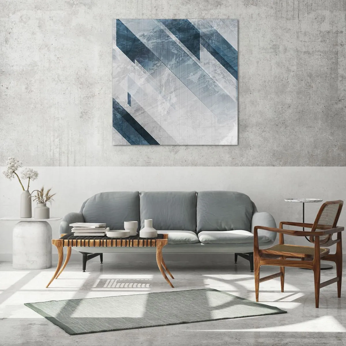 Impression sur verre - Image sur verre - Composition spatiale - mouvement gris - 30x30 cm
