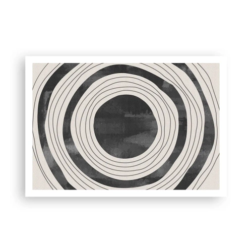 Affiche - Poster - Cercles concentriques noirs et blancs sur fond clair - 100x70cm - Droit au but - Décoration murale moderne pour le salon et la chambre ARTTOR