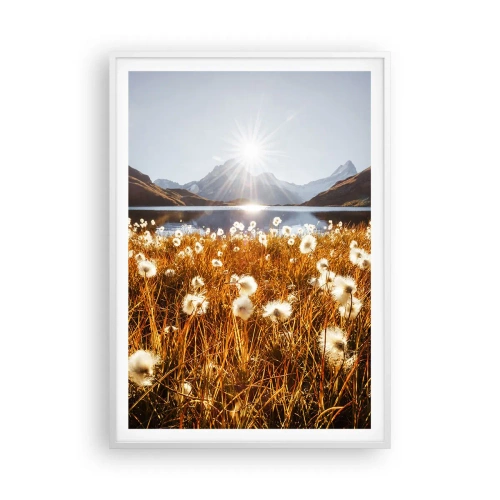 Affiche dans un cadre blanc - Poster - Dureté de la roche, douceur de l'herbe - 70x100 cm