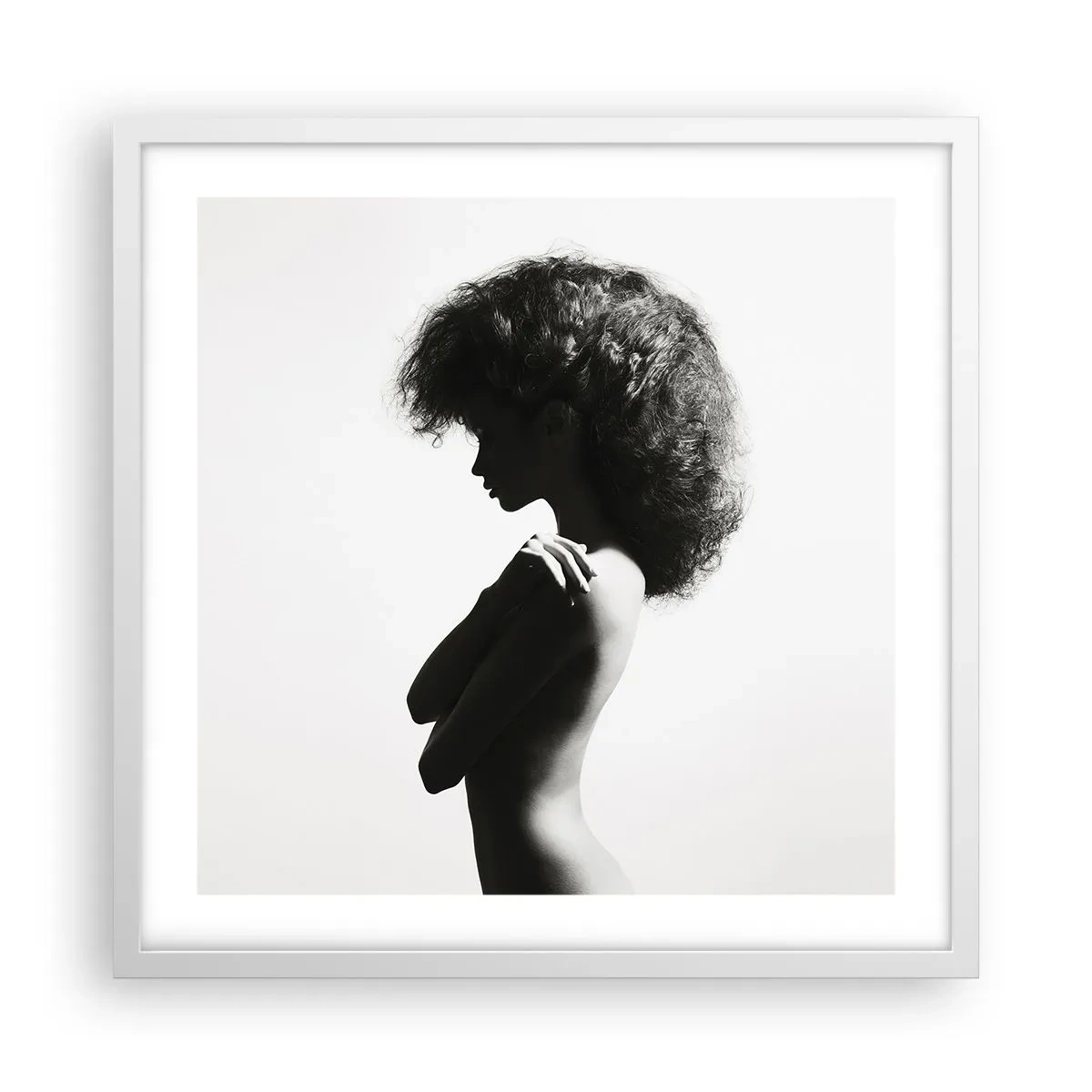 Affiche dans un cadre blanc - Poster - Comme une fleur au bout d'une fine tige - 50x50 cm