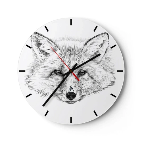 Horloge murale - Pendule murale - Un dessin précis des yeux de renard sur fond blanc - 30x30cm - Ces yeux peuvent-ils mentir ? - Décoration murale moderne pour le salon, la cuisine et la chambre ARTTOR