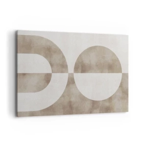Impression sur toile - Image sur toile - Une peinture abstraite dans les tons beiges avec des formes géométriques et de la symétrie. - 120x80cm - Similitudes et différences - Décoration murale moderne pour le salon et la chambre ARTTOR