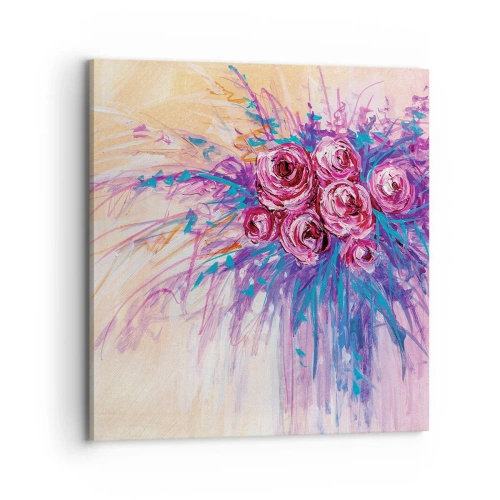 Impression sur toile - Image sur toile - Fontaine aux roses - 70x70 cm