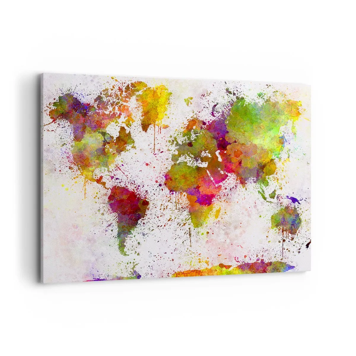 Impression sur toile - Image sur toile - Une carte du monde colorée dans un style abstrait - 100x70cm - D'une certaine manière ça s'est passé de la même façon - Décoration murale moderne pour le salon et la chambre ARTTOR