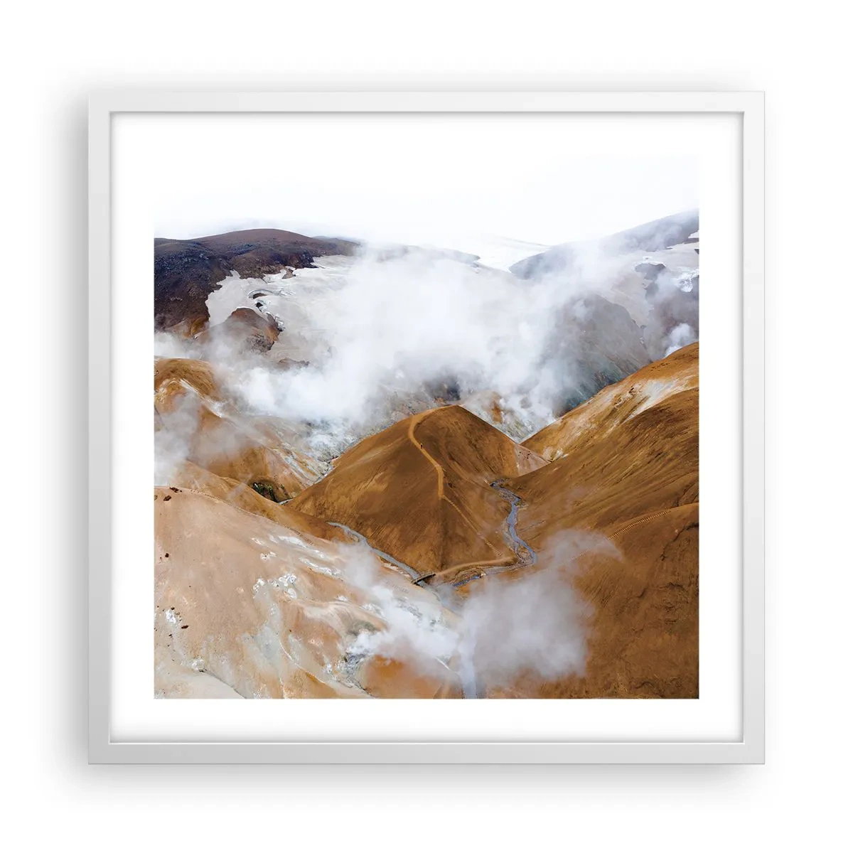 Affiche dans un cadre blanc - Poster - Le charme brut de l'Islande - 50x50 cm