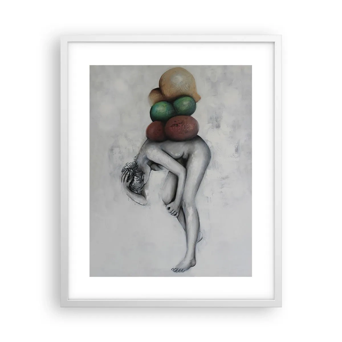 Affiche dans un cadre blanc - Poster - Le fardeau de la vie - 40x50 cm