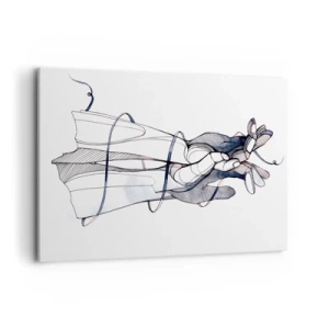 Impression sur toile - Image sur toile - Un dessin subtil d'une main avec une fleur délicate - 120x80cm - Étude du touché - Décoration murale moderne pour le salon et la chambre ARTTOR