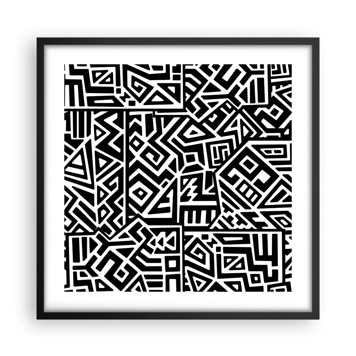 Affiche dans un cadre noir - Poster - Composition précolombienne - 50x50 cm