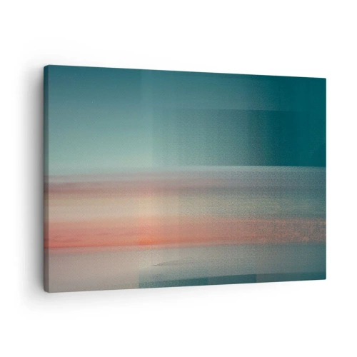 Impression sur toile - Image sur toile - Un coucher de soleil aux tons pastel sur un horizon calme - 70x50cm - Résumé : vagues de lumière - Décoration murale moderne pour le salon et la chambre ARTTOR