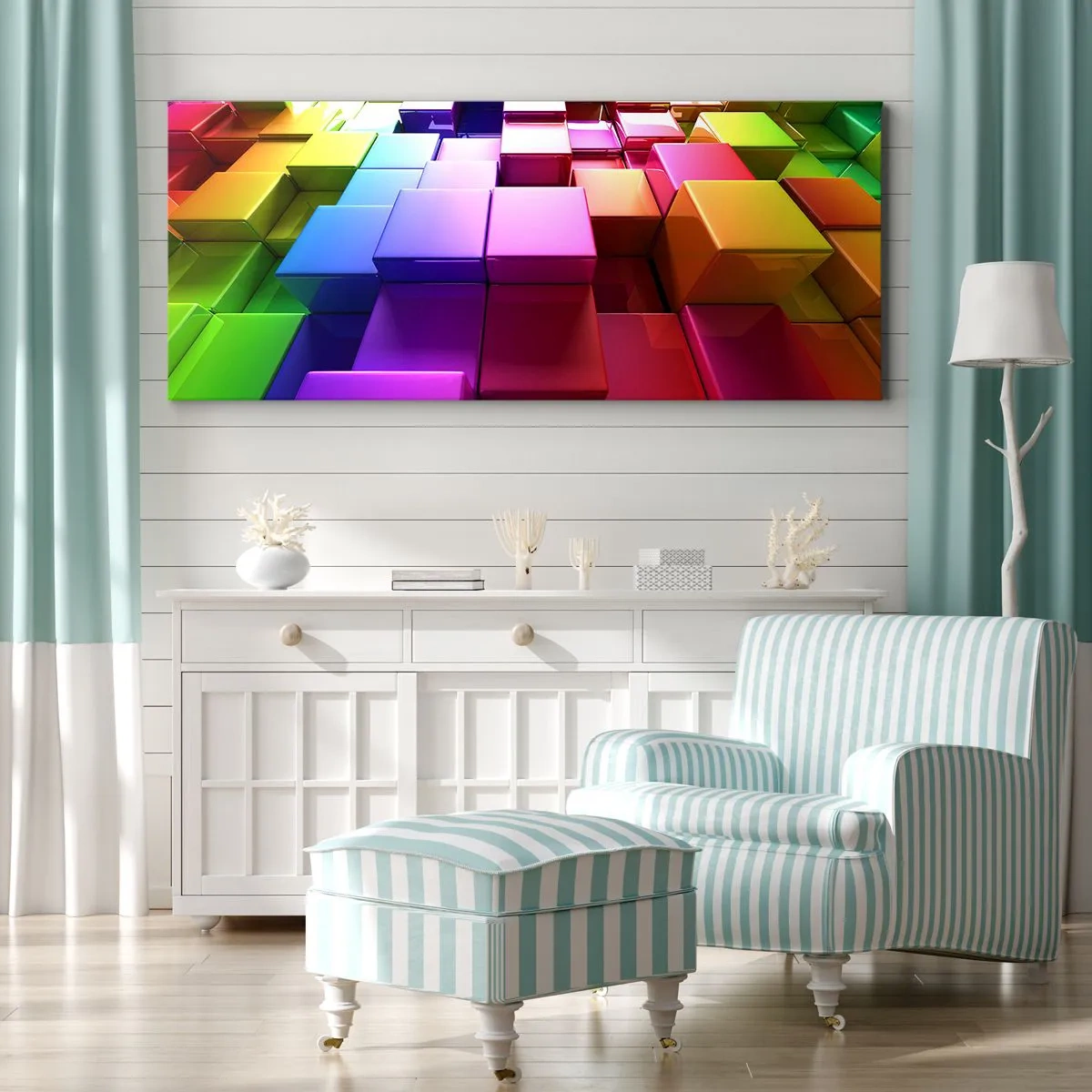 Impression sur toile - Image sur toile - Collaboration Op art dans une équipe - 100x40 cm