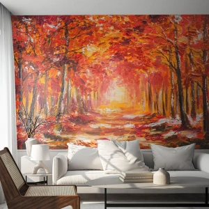 Papier Peint Autocollant Deluxe Sticker - Forêt de cuivre - Automne, Parc, Paysage - 100x70 cm