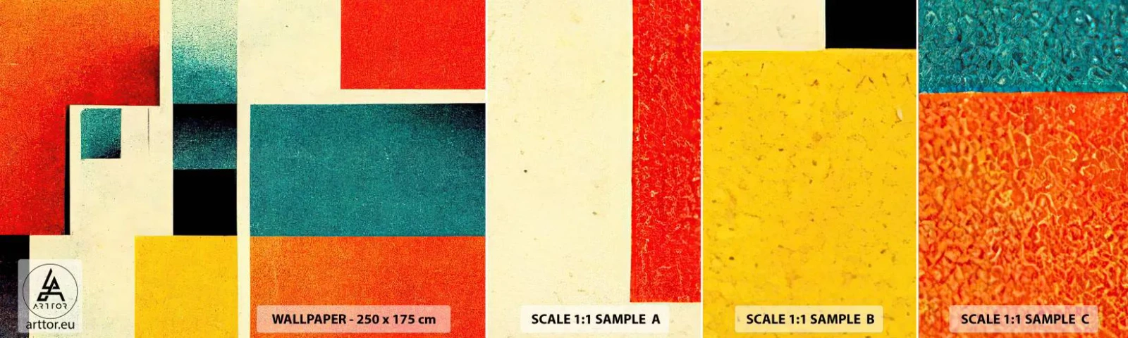 Échantillon De Papier Peint Standard Eco - Abstraction géométrique – bonne énergie - Carrés, Vieilli, Morceau - 100x30 cm