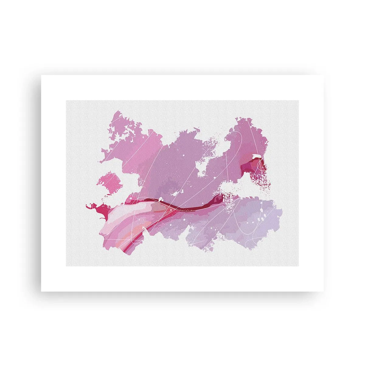 Affiche - Poster - Carte du monde rose - 40x30 cm