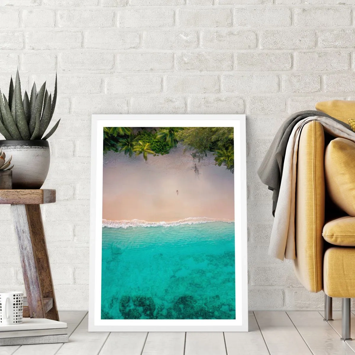 Affiche dans un cadre blanc - Poster - Plage paradisiaque - 70x100 cm