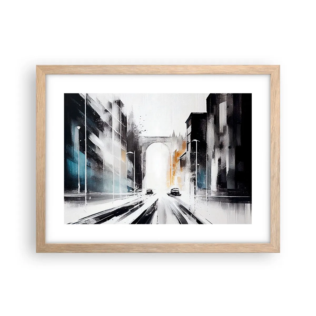 Affiche dans un chêne clair - Poster - Étude de ville : architecture et mouvement - 40x30 cm