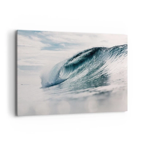 Impression sur toile - Image sur toile - Une vague de mer capturée dans un moment dynamique contre le ciel - 120x80cm - Pic d'eau - Décoration murale moderne pour le salon et la chambre ARTTOR