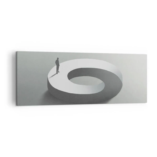 Impression sur toile - Image sur toile - Un homme sur une structure grise et abstraite - 140x50cm - Et sois intelligent ici - Décoration murale moderne pour le salon et la chambre ARTTOR