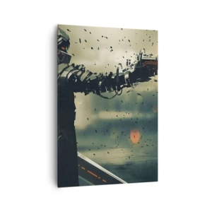 Impression sur toile - Image sur toile - Guerrier cybernétique avec des armes futuristes - 70x100cm - L'arme fatale - Votre propre Terminator - Décoration murale moderne pour le salon et la chambre ARTTOR