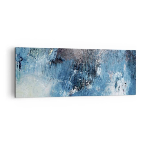 Impression sur toile - Image sur toile - Coups de pinceau abstraits dans des tons de bleu - 140x50cm - Rhapsodie en bleu - Décoration murale moderne pour le salon et la chambre ARTTOR
