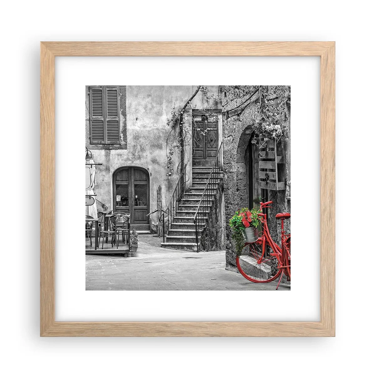 Affiche dans un chêne clair - Poster - Ruelle toscane - 30x30 cm