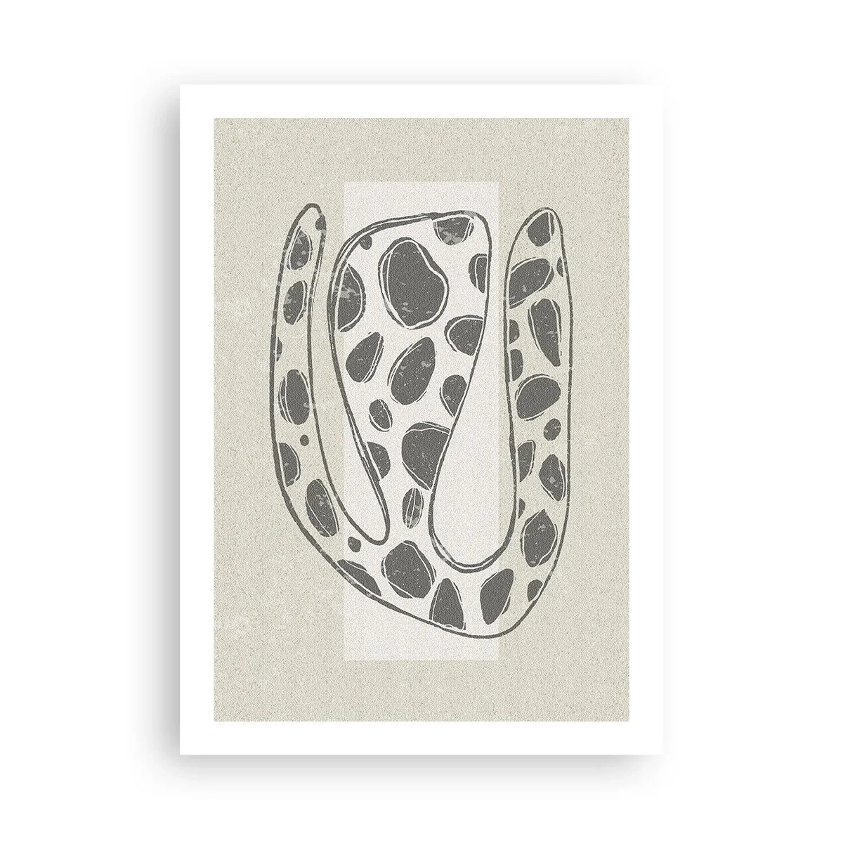 Affiche - Poster - Forme organique abstraite dans des tons de gris - 50x70cm - Une étrange créature - Décoration murale moderne pour le salon et la chambre ARTTOR