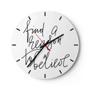 Horloge murale - Pendule murale - Inscription minimaliste « Trouvez une raison de croire » sur fond blanc - 30x30cm - C'est possible - Décoration murale moderne pour le salon, la cuisine et la chambre ARTTOR