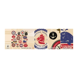 Échantillon de Papier Peint Autocollant Deluxe Sticker - La fraternité de la voile - Nautique, Ancre, Boussole - 100x30 cm