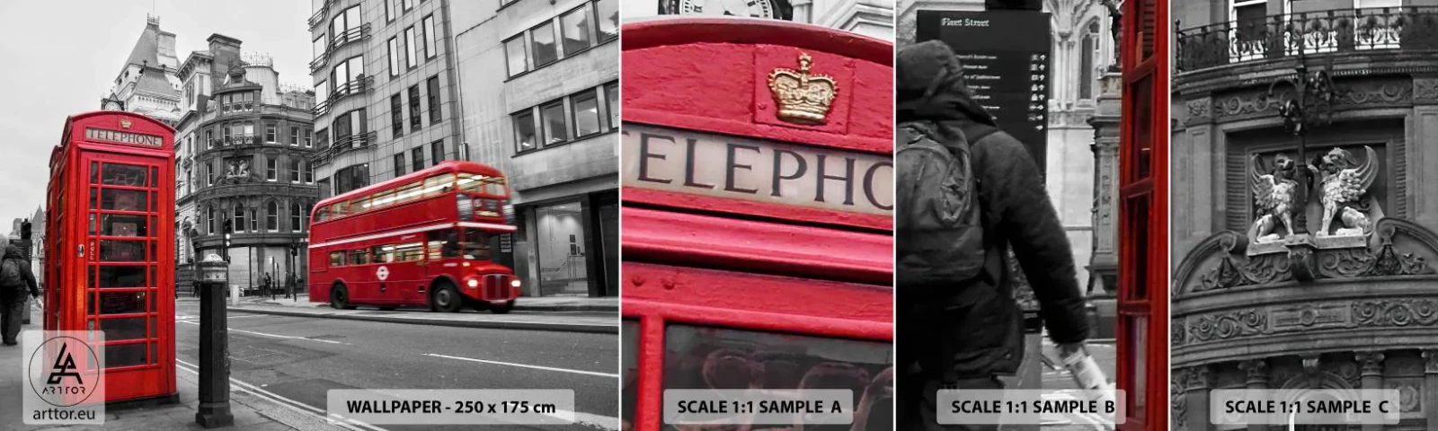 Échantillon De Papier Peint Standard Eco - Le plus rouge d'Europe - Ville, Londres, Architecture - 100x30 cm