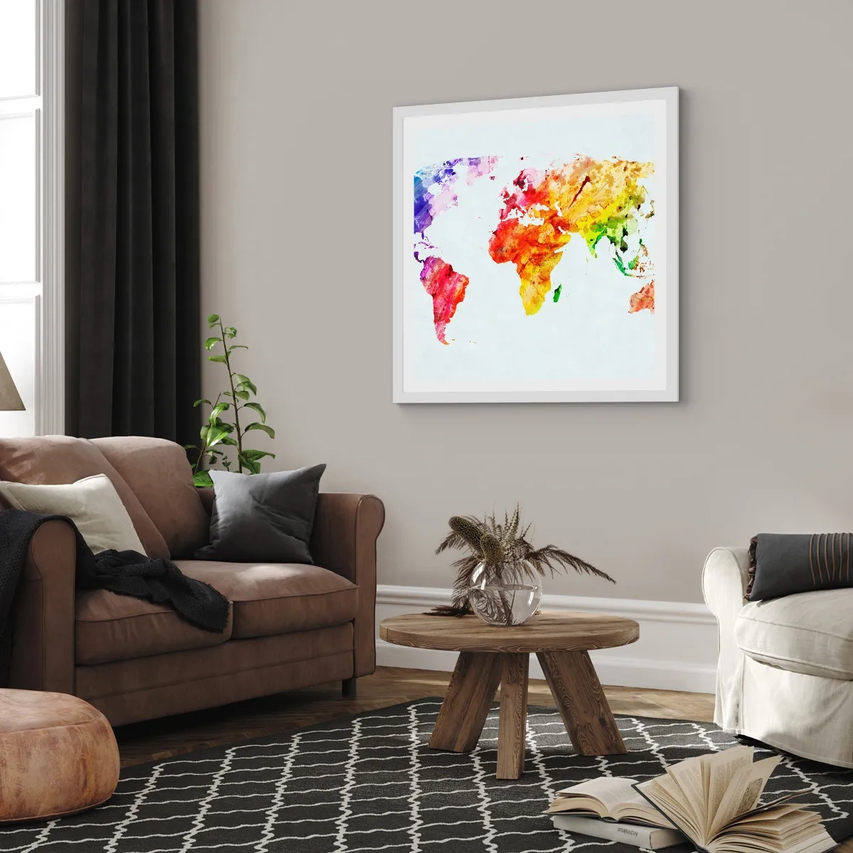 Affiche dans un cadre blanc - Poster - Toutes les couleurs du monde - 50x50 cm