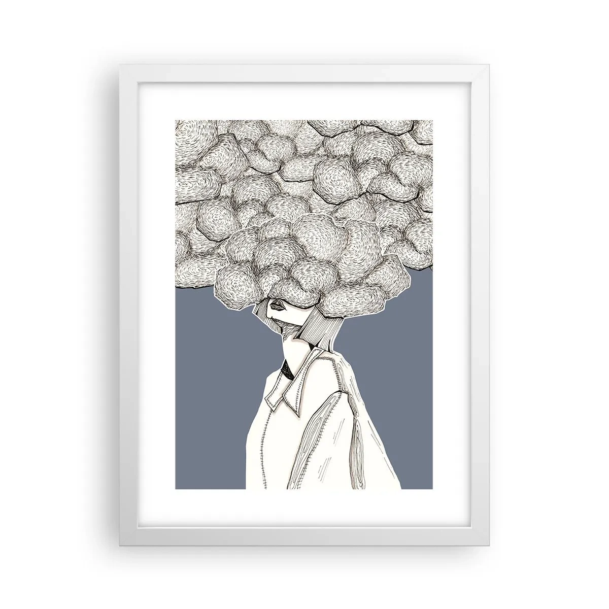 Affiche dans un cadre blanc - Poster - La tête dans les nuages - 30x40 cm