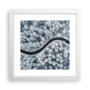 Affiche dans un cadre blanc - Poster - À travers une forêt d'hiver - 30x30 cm