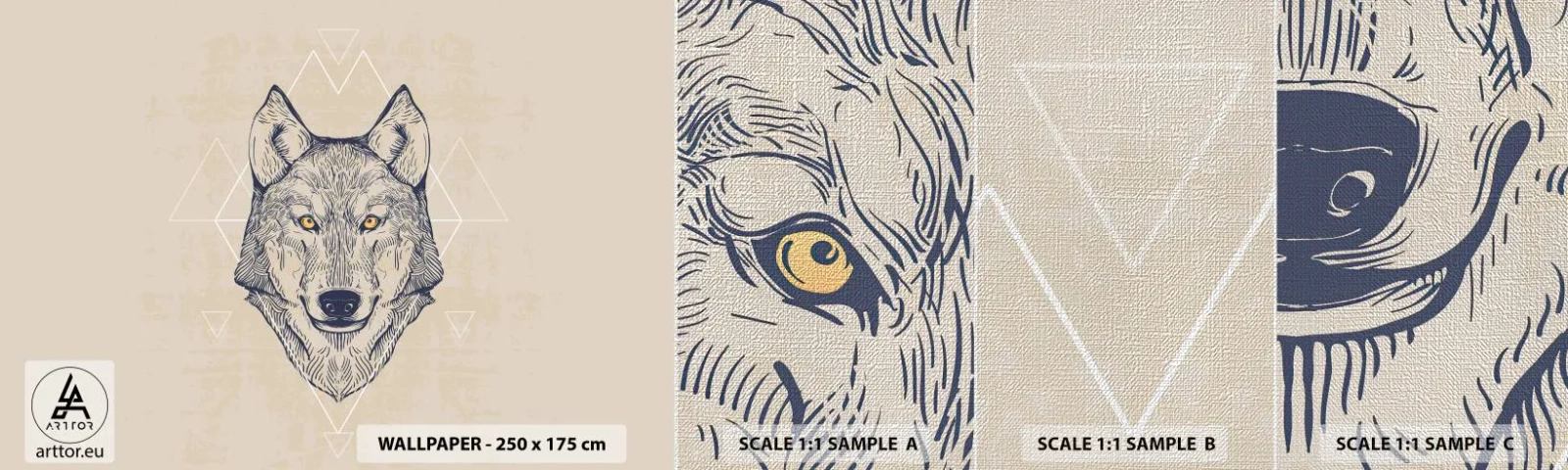 Échantillon de Papier Peint Premium Canvas - Un alpha au regard pénétrant - Animaux, Chien, Huskies - 100x30 cm