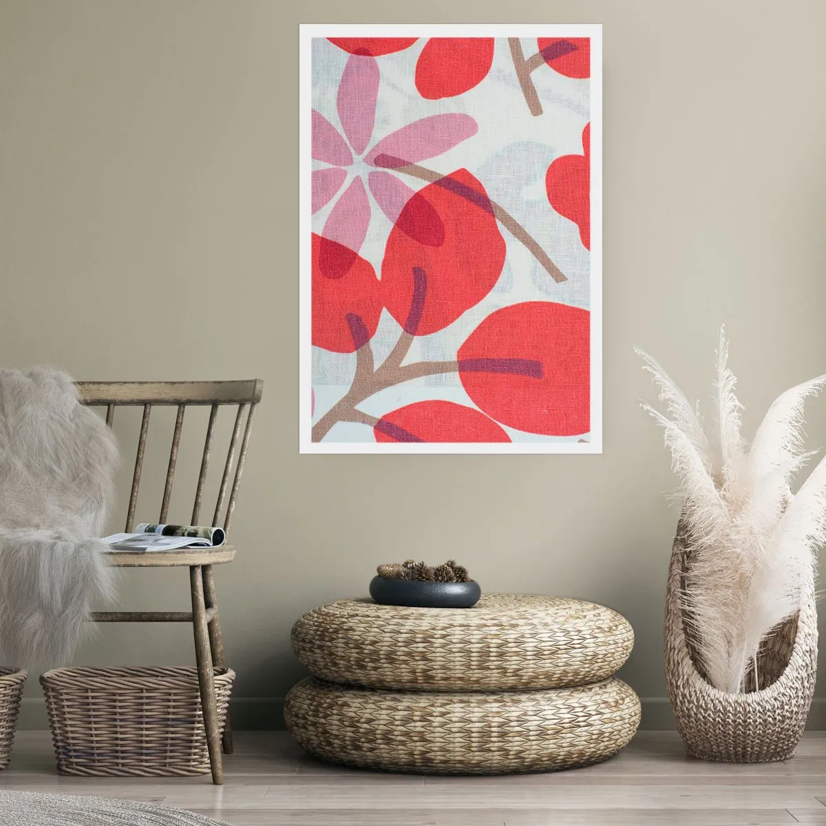 Affiche - Poster - Composition florale dans les roses - 70x100 cm