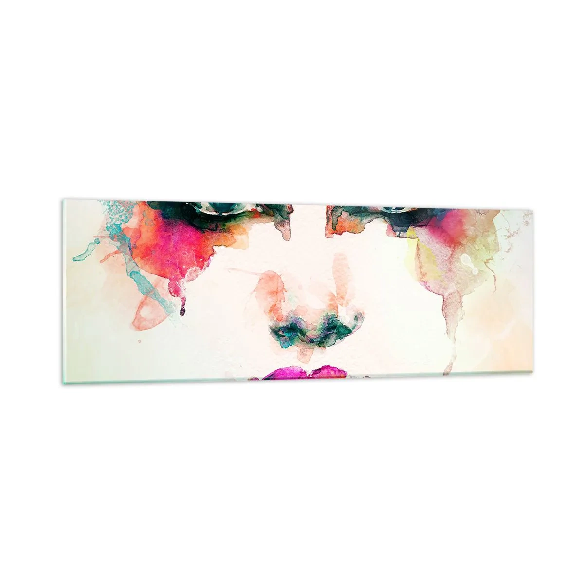 Impression sur verre - Image sur verre - Un portrait peint avec un arc-en-ciel - 90x30 cm