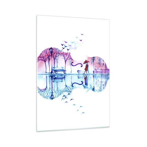 Impression sur verre - Image sur verre - Un paysage en forme de guitare dans un style aquarelle - 50x70cm - Je vous apporterai de cantiques de pluie - Décoration murale moderne pour le salon et la chambre ARTTOR