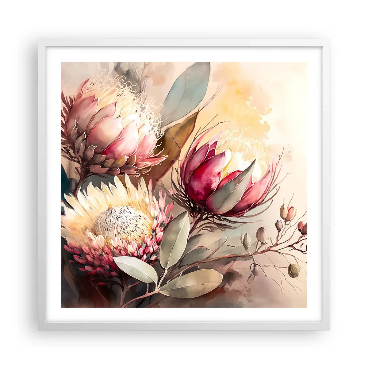 Affiche dans un cadre blanc - Poster - De profil et de face - 60x60 cm