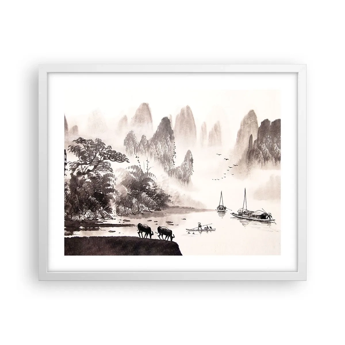 Affiche dans un cadre blanc - Poster - Le quotidien exotique de l'Orient - 50x40 cm