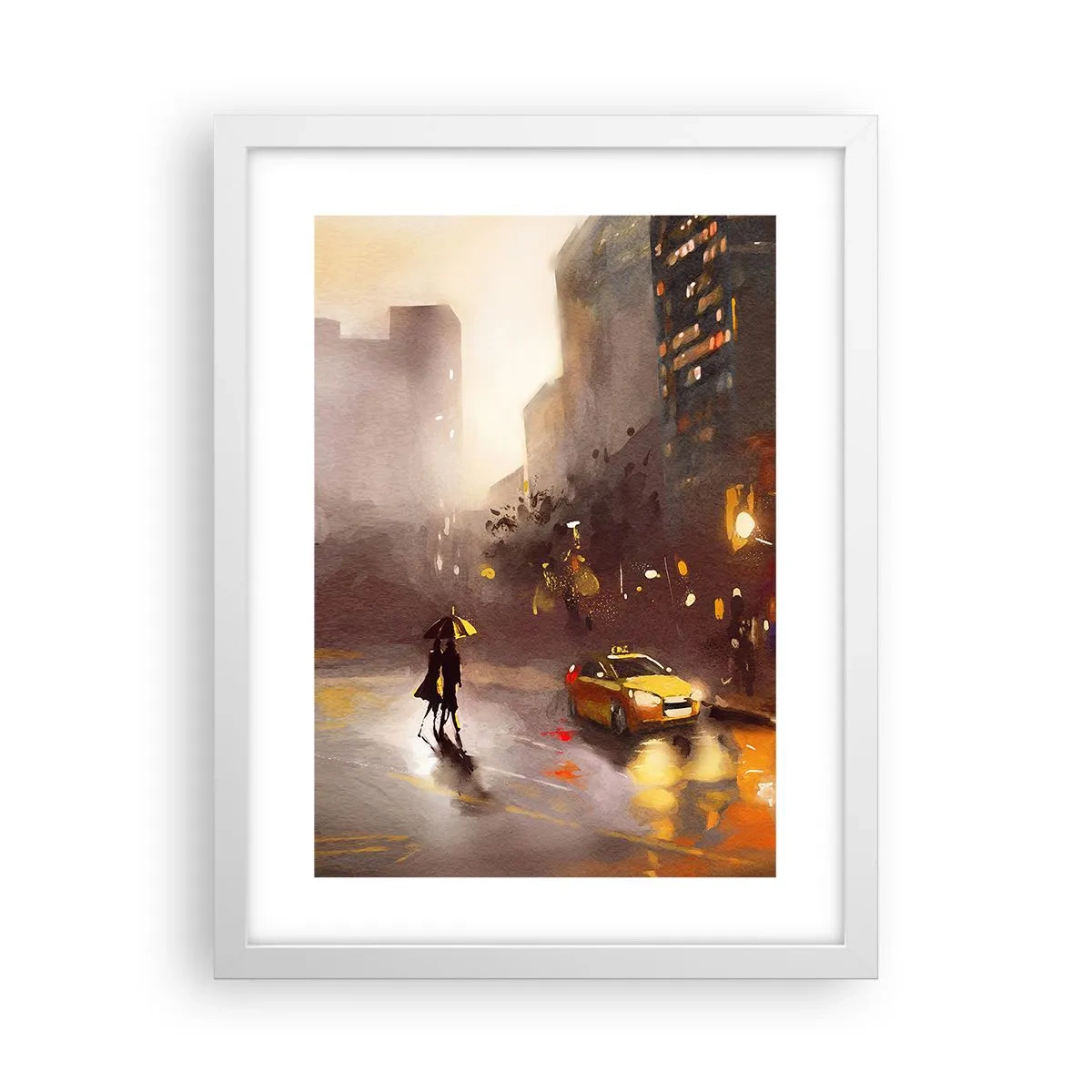 Affiche dans un cadre blanc - Poster - Dans les lumières de New-York - 30x40 cm