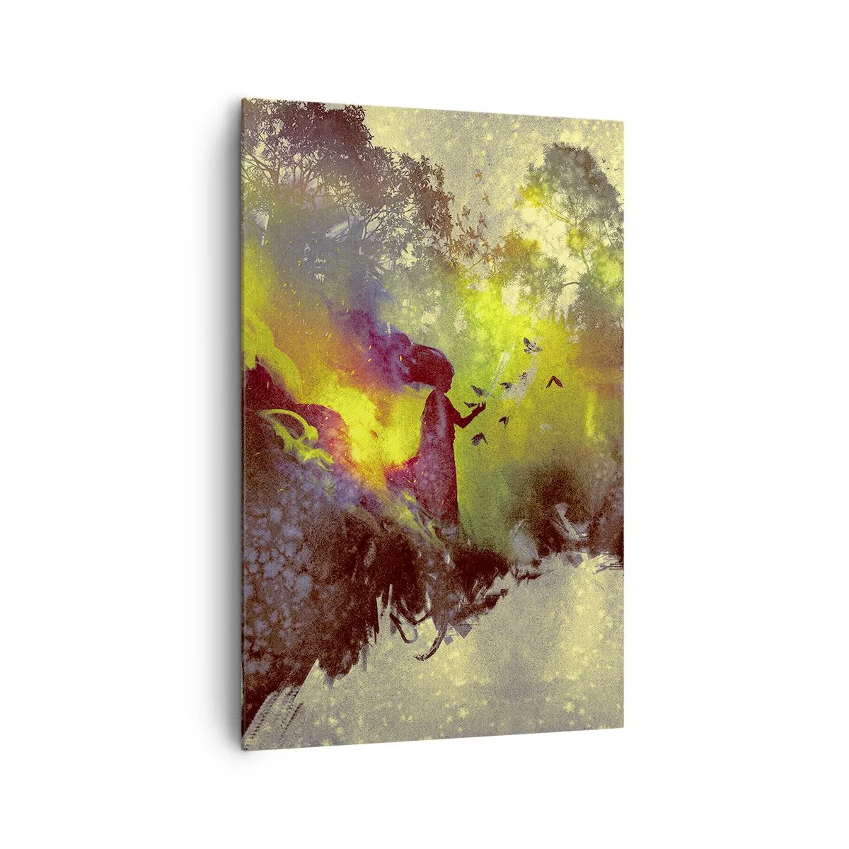 Impression sur toile - Image sur toile - Silhouette artistique d'une femme avec la nature en arrière-plan - 80x120cm - Mère Nature - Décoration murale moderne pour le salon et la chambre ARTTOR
