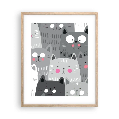 Affiche dans un chêne clair - Poster - Le monde des chats - 40x50 cm